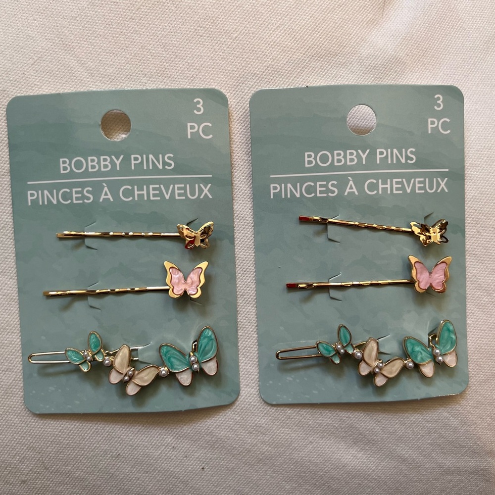 Butterfly Bobby Pins Set - Gold, Pink, and Turquoise